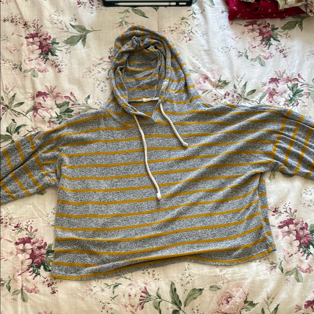 Striped Gray and Yellow Thin Hoodie